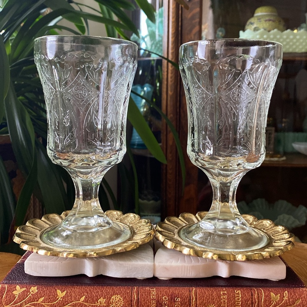 5 Piece Indiana Glass Madrid Recollection Set 2 Glasses, Serving Bowl + 2 Bowls - Picture 3 of 11